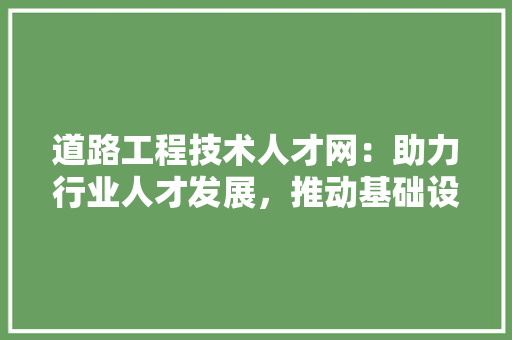 道路工程技术人才网：助力行业人才发展，推动基础设施建设