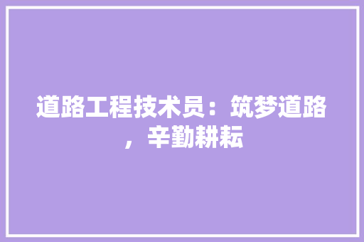 道路工程技术员：筑梦道路，辛勤耕耘 室内设计