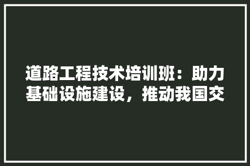 道路工程技术培训班：助力基础设施建设，推动我国交通事业发展