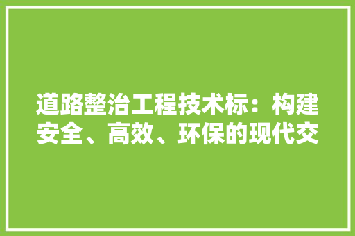 道路整治工程技术标：构建安全、高效、环保的现代交通网络 室内设计