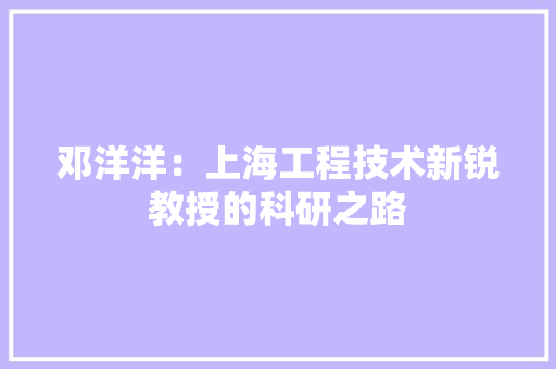邓洋洋：上海工程技术新锐教授的科研之路