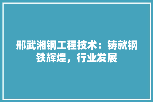 邢武湘钢工程技术：铸就钢铁辉煌，行业发展