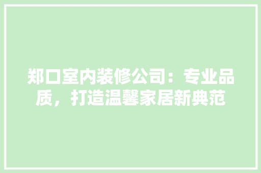 郑口室内装修公司：专业品质，打造温馨家居新典范 室内设计