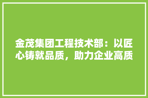 金茂集团工程技术部：以匠心铸就品质，助力企业高质量发展 室内设计