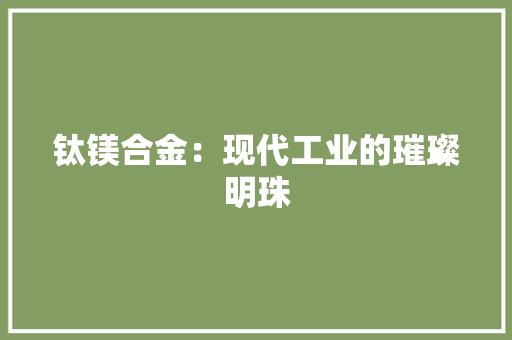 钛镁合金：现代工业的璀璨明珠