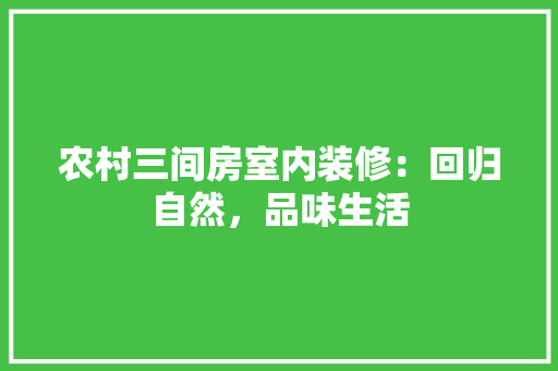 农村三间房室内装修：回归自然，品味生活 家居装修