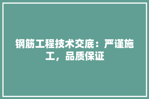 钢筋工程技术交底：严谨施工，品质保证