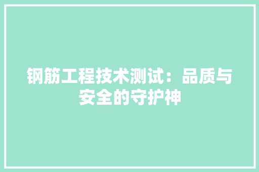 钢筋工程技术测试：品质与安全的守护神