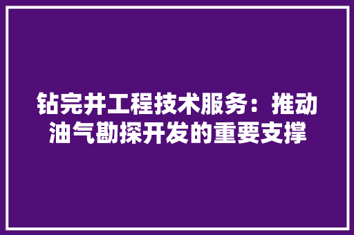 钻完井工程技术服务：推动油气勘探开发的重要支撑 室内设计