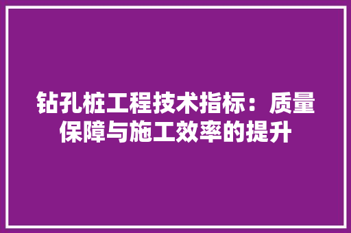 钻孔桩工程技术指标：质量保障与施工效率的提升 室内设计