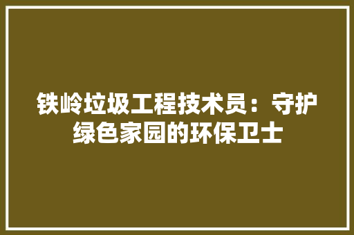 铁岭垃圾工程技术员：守护绿色家园的环保卫士 室内设计