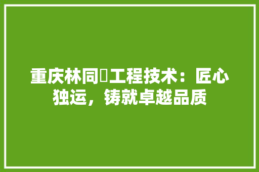 重庆林同棪工程技术：匠心独运，铸就卓越品质