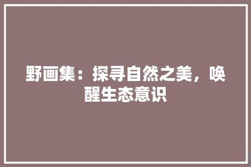 野画集：探寻自然之美，唤醒生态意识 室内设计