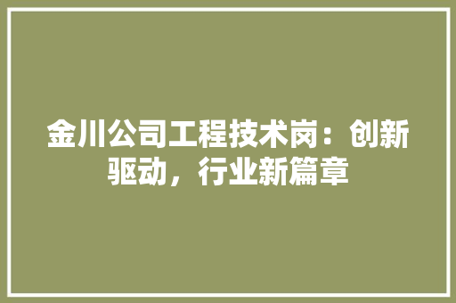 金川公司工程技术岗：创新驱动，行业新篇章 室内设计