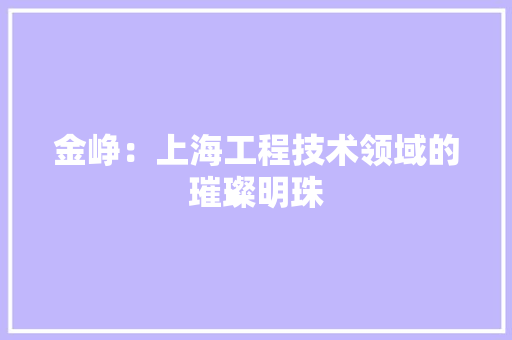 金峥：上海工程技术领域的璀璨明珠 室内设计