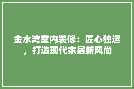 金水湾室内装修：匠心独运，打造现代家居新风尚 室内设计