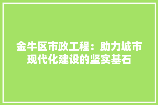 金牛区市政工程：助力城市现代化建设的坚实基石 室内设计
