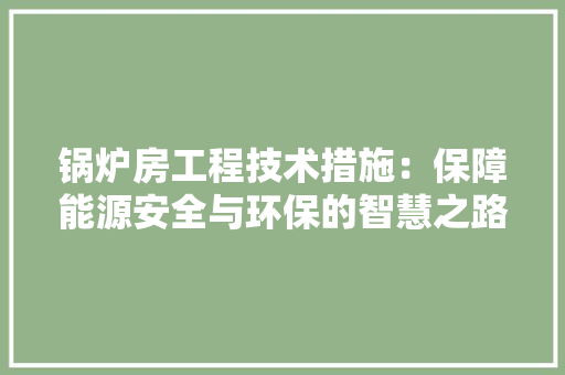 锅炉房工程技术措施：保障能源安全与环保的智慧之路 室内设计