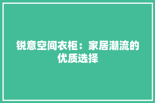 锐意空间衣柜：家居潮流的优质选择 室内设计