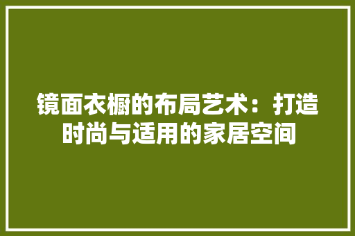 镜面衣橱的布局艺术：打造时尚与适用的家居空间