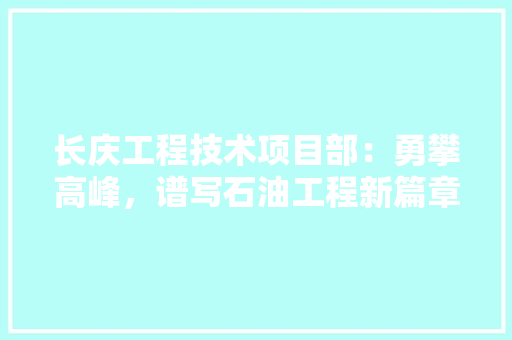 长庆工程技术项目部：勇攀高峰，谱写石油工程新篇章