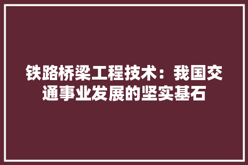铁路桥梁工程技术：我国交通事业发展的坚实基石
