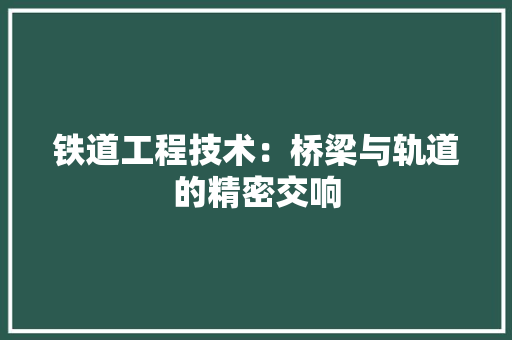 铁道工程技术：桥梁与轨道的精密交响