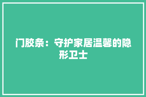 门胶条：守护家居温馨的隐形卫士 室内设计