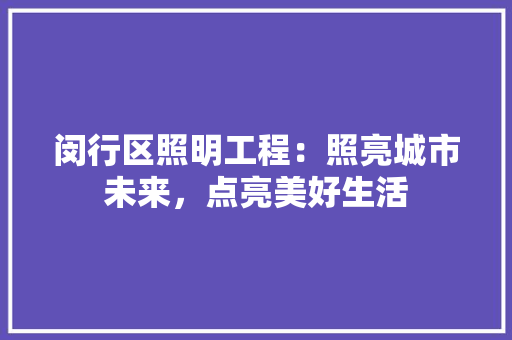 闵行区照明工程：照亮城市未来，点亮美好生活
