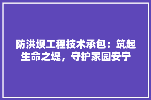 防洪坝工程技术承包：筑起生命之堤，守护家园安宁 室内设计