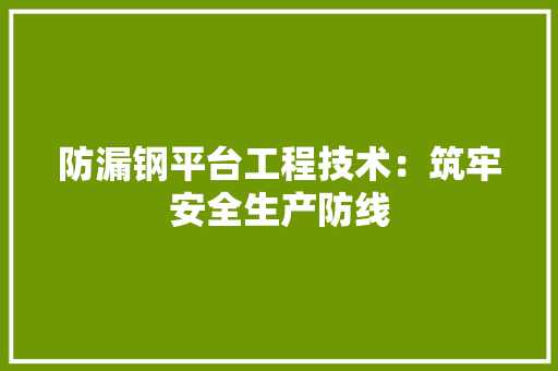 防漏钢平台工程技术：筑牢安全生产防线 室内设计