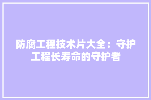 防腐工程技术片大全：守护工程长寿命的守护者