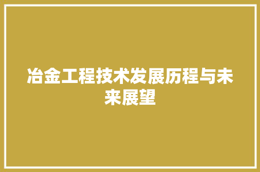 冶金工程技术发展历程与未来展望 家居装修