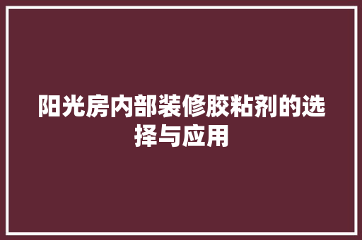 阳光房内部装修胶粘剂的选择与应用