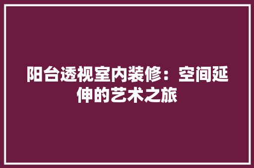 阳台透视室内装修：空间延伸的艺术之旅
