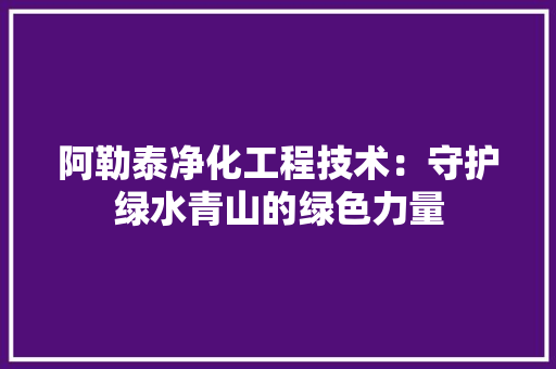 阿勒泰净化工程技术：守护绿水青山的绿色力量 室内设计