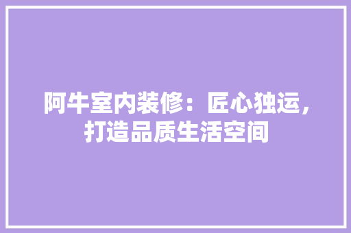 阿牛室内装修：匠心独运，打造品质生活空间