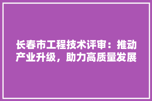长春市工程技术评审：推动产业升级，助力高质量发展 室内设计