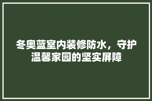冬奥蓝室内装修防水，守护温馨家园的坚实屏障 家居装修