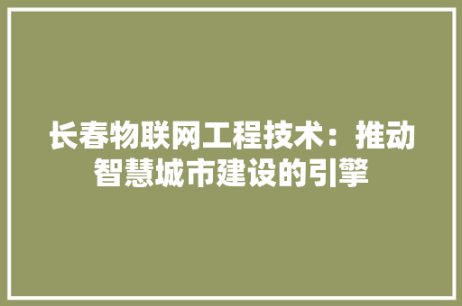 长春物联网工程技术：推动智慧城市建设的引擎