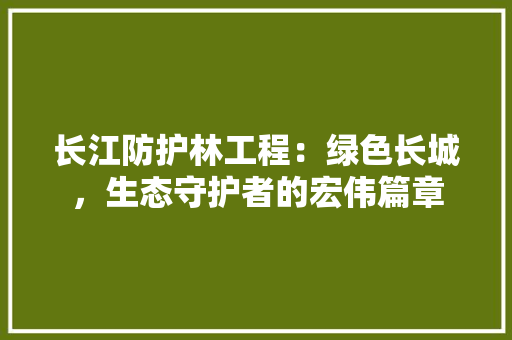 长江防护林工程：绿色长城，生态守护者的宏伟篇章 室内设计