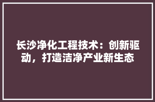 长沙净化工程技术：创新驱动，打造洁净产业新生态 室内设计