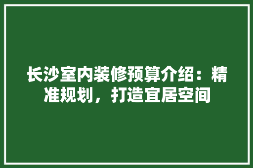 长沙室内装修预算介绍：精准规划，打造宜居空间 室内设计
