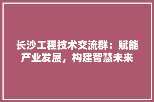 长沙工程技术交流群：赋能产业发展，构建智慧未来