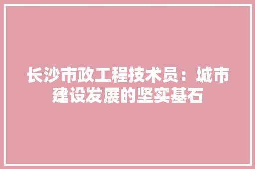 长沙市政工程技术员：城市建设发展的坚实基石 室内设计