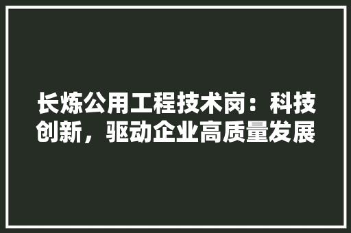 长炼公用工程技术岗：科技创新，驱动企业高质量发展