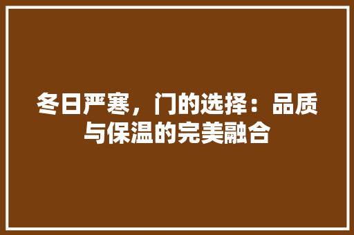 冬日严寒，门的选择：品质与保温的完美融合