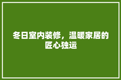 冬日室内装修，温暖家居的匠心独运 家居装修