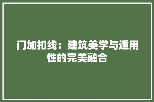 门加扣线：建筑美学与适用性的完美融合 室内设计