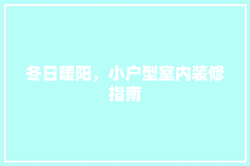 冬日暖阳，小户型室内装修指南 家居装修